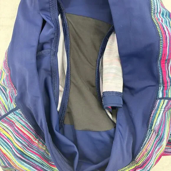 Lands End Swim Shorts Size 18W Blue Stripe Pockets Brief Lining Quick Dry - Picture 10 of 10